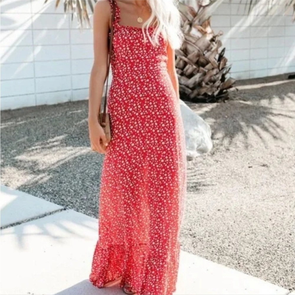 Vici Red Floral Maxi Dress
